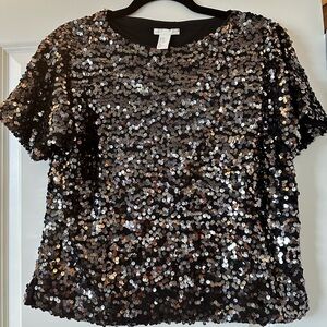 H&M Sequin Black Top
